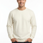 Erkek Ekru Sweatshirt Slim Fit Bisiklet Yaka Düz Pamuklu