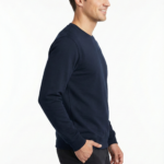 Erkek Lacivert Sweatshirt Slim Fit Bisiklet Yaka Düz Pamuklu