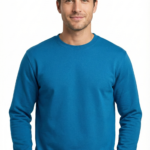 Erkek Mavi Sweatshirt Slim Fit Bisiklet Yaka Düz Pamuklu