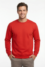 Erkek Turuncu Sweatshirt Slim Fit Bisiklet Yaka Düz Pamuklu