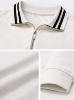 Beyaz Yarım Fermuarlı Polo Yaka Erkek Tişört - Görsel 2