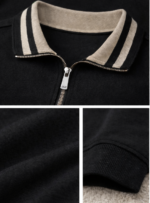 Siyah Yarım Fermuarlı Polo Yaka Erkek Tişört - Görsel 2