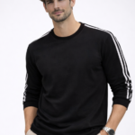 Premium Siyah Erkek Şerit Detaylı Sweatshirt