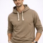 Premium Bej Erkek Kapüşonlu Sweatshirt