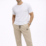 Erkek Bej Eşofman Altı VG Logolu