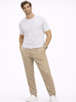 Erkek Krem Slim Fit Günlük Pantolon